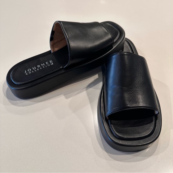 Journee Collection Denrie Platform Chunky Black‎ Sandal Size 9 - Picture 3 of 10